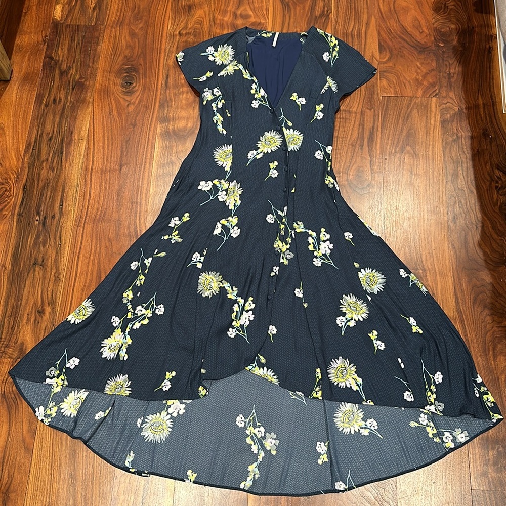 Free People Lost In You Blue Floral Midi Dress Size Extra Small